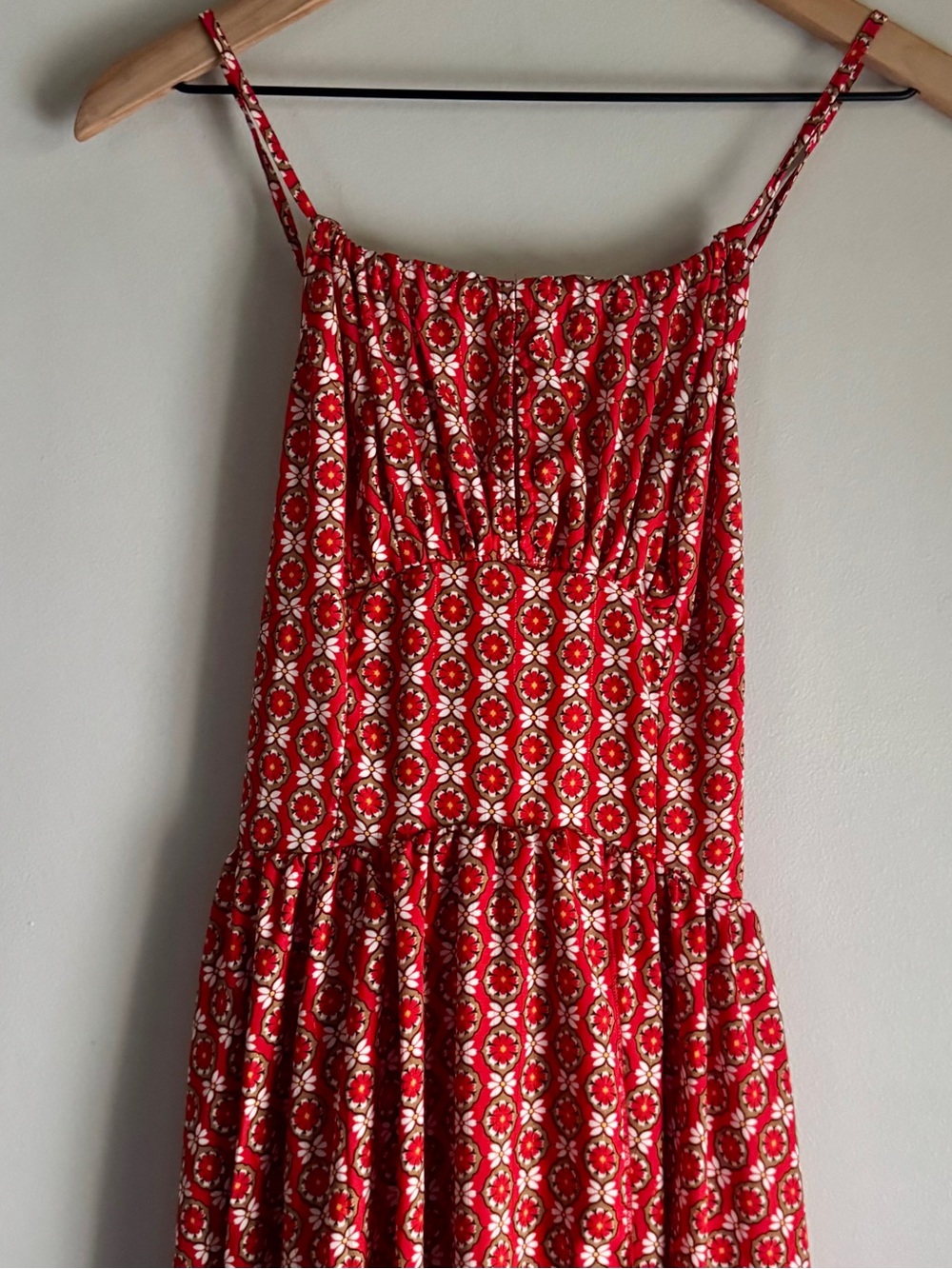 Molly Bracken Red Printed Spaghetti-Strap High-Low Boho Festival Dress Sz Small - Picture 6 of 10